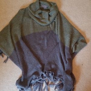 Green and grey poncho